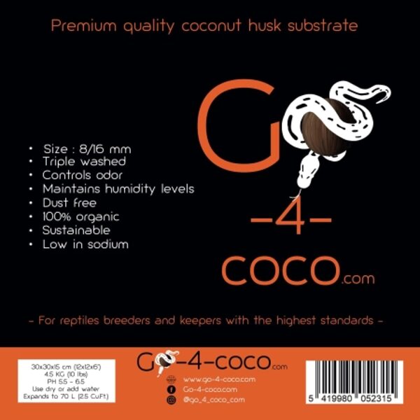 Kokosriekstu substrāts Go-4-coco 8-16 mm (4,5 kg = 70L)
